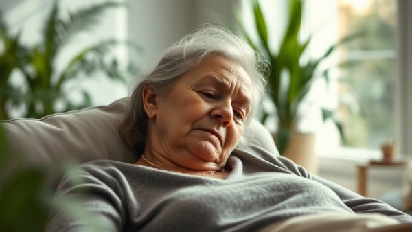 Woman resting with hand on forehead, illustrating the difference between food poisoning and stomach flu symptoms.