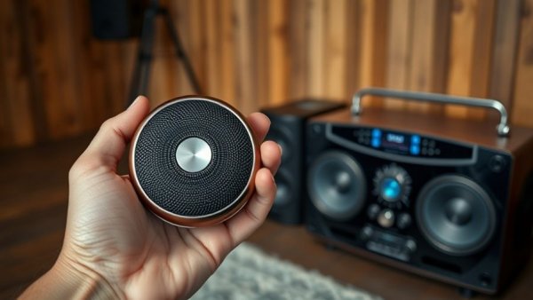 Close-up of two portable sound machines for sleep with different designs.