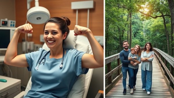 Chemo-resistant colon cancer patient showing strength and family support.