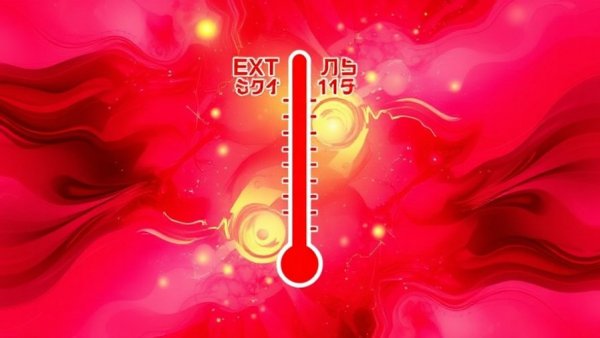 Abstract red and pink design with thermometer for extreme heat.