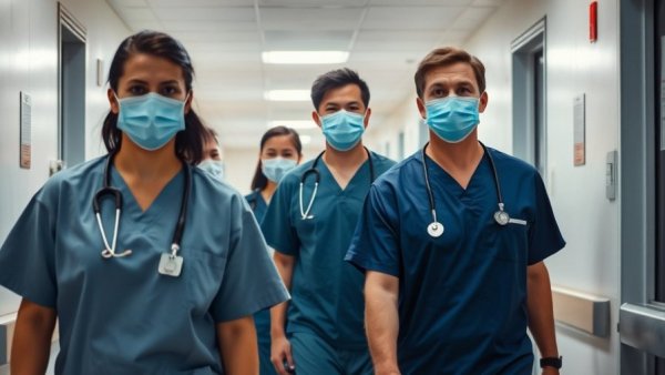 Medical staff in hospital corridor, related to HIV remission through stem cell transplant.