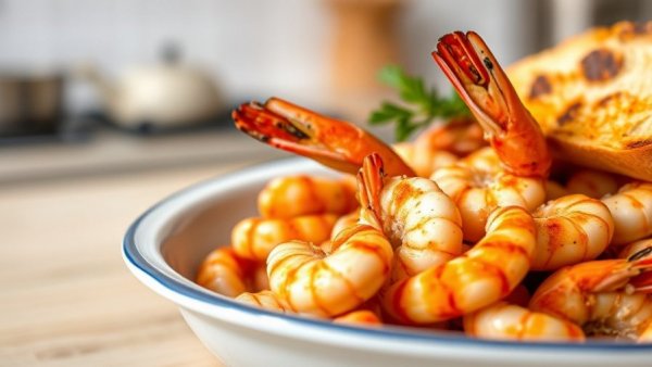 Health benefits of eating shrimp regularly: Dish of seasoned shrimp.