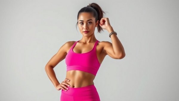 Confident woman in pink workout attire, symbolizing traumatic brain injury recovery