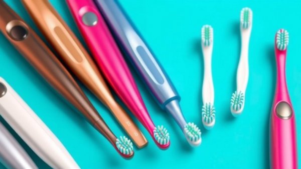 Best electric toothbrushes on turquoise background, modern design.