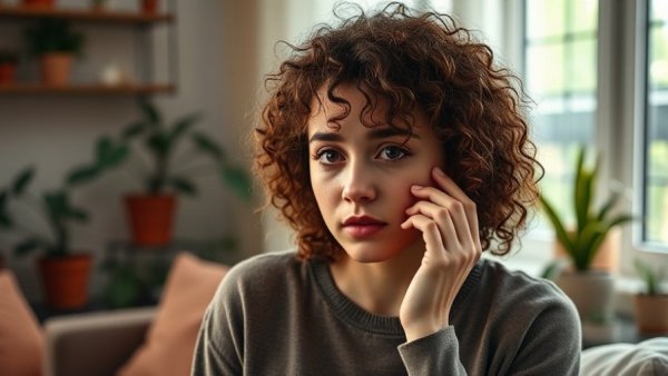 Young woman with oral discomfort seeking to get rid of canker sores fast.
