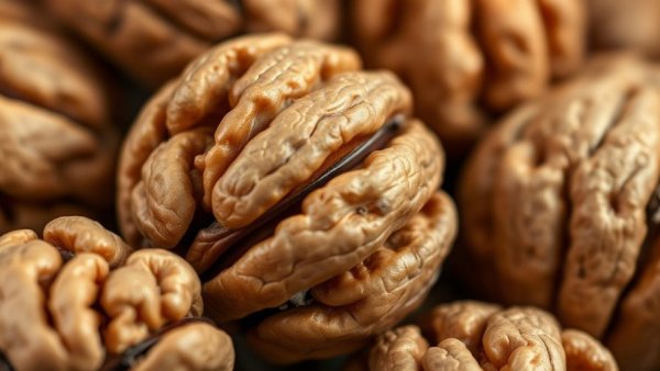 Close-up of walnuts highlighting omega-3 rich texture.