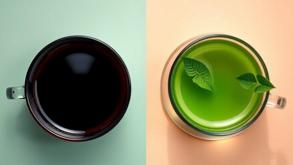 Green Tea vs Black Coffee comparison image.