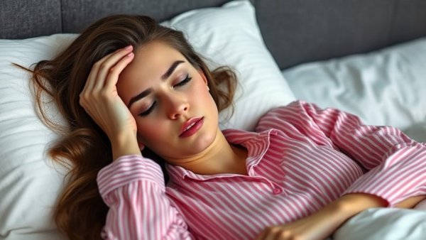 Tired woman in bed showing effects of sleep deprivation