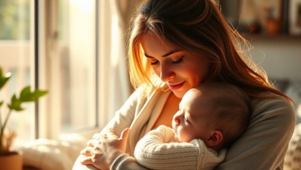 Mother and baby bonding in warm sunlight, Antidepressants and Autism ADHD Connection.