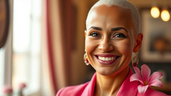 Confident smile of a woman on her breast cancer journey