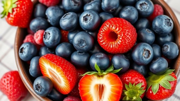 Fresh berries in a bowl as foods that lower blood pressure.