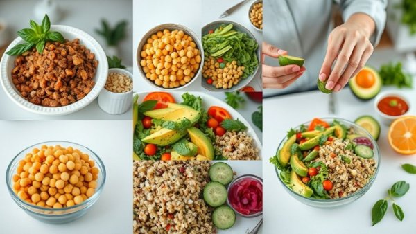 Jennifer Aniston Salad Recipe collage image with ingredients and preparation.