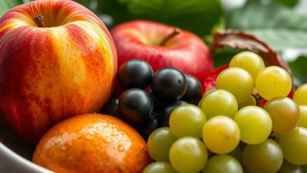 Fresh fruits for an anti-inflammatory diet with peach, apple, and grapes.