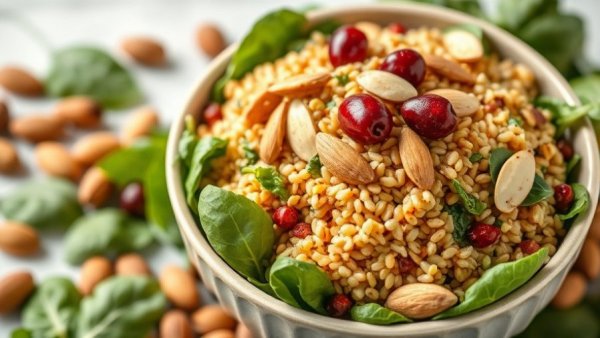 Easy Ways to Eat More Fiber with a millet and spinach salad.