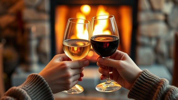 Close-up of hands clinking wine glasses, discussing health risks of alcohol consumption.