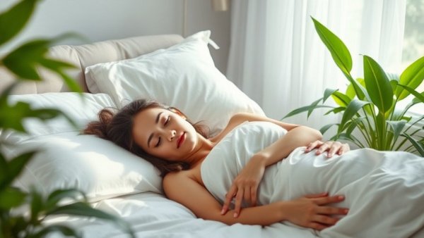 Peaceful woman sleeping in serene bedroom to lower your risk of heart disease.