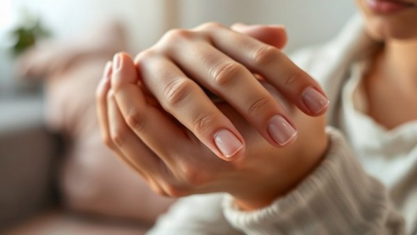 Concerned person holding hand gently in a soft home setting.