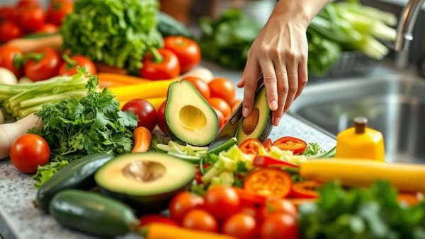 Best foods for heart health: fresh vegetables prepared for a salad.