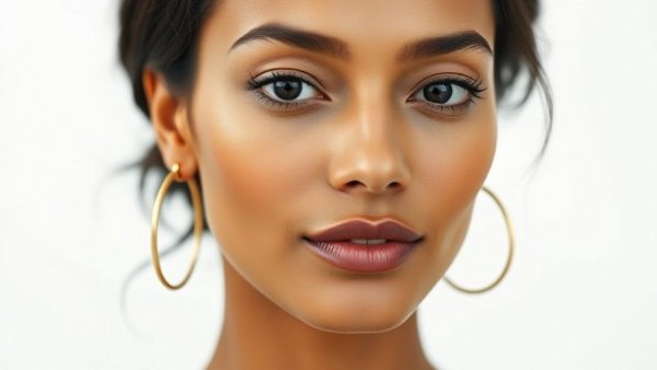 Woman with gold hoop earrings promoting Hepatic Encephalopathy Awareness.