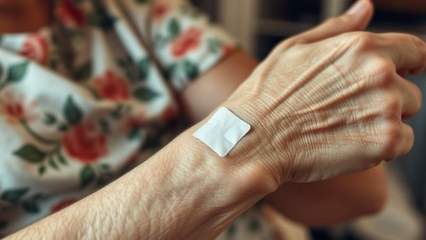 Elderly person adjusting bandage, vaccinations for Alzheimer's Disease Prevention.