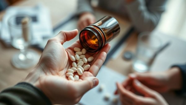 Hands exchanging pills related to blood pressure medication recall.