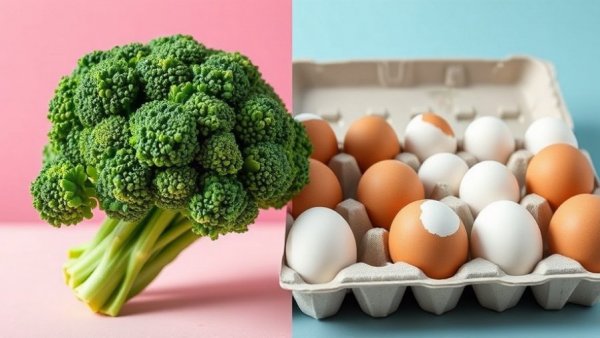 Fiber vs. protein for health goals: broccoli and eggs comparison.
