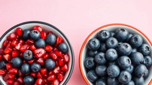 Comparison of pomegranate seeds vs blueberries, heart health foods.