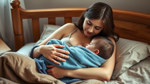 Mother breastfeeding a toddler in a cozy bedroom