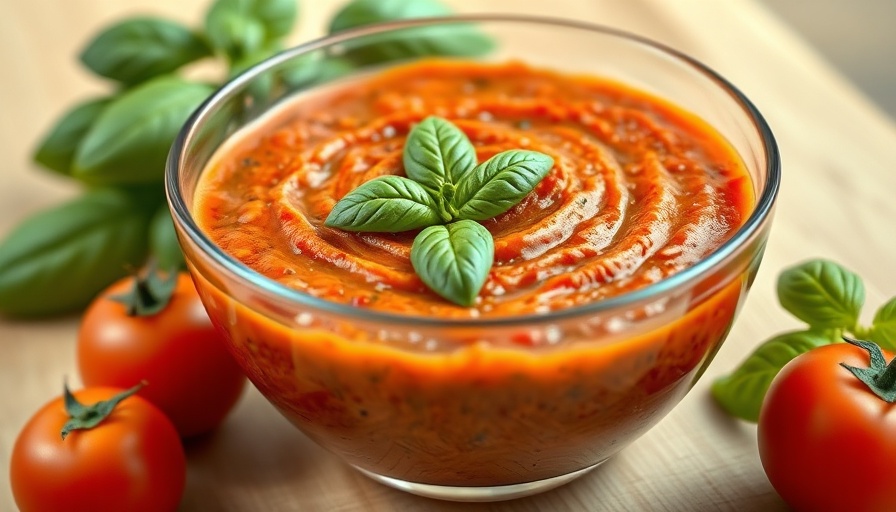 Tomato basil pesto sauce in a glass bowl, vibrant and fresh.