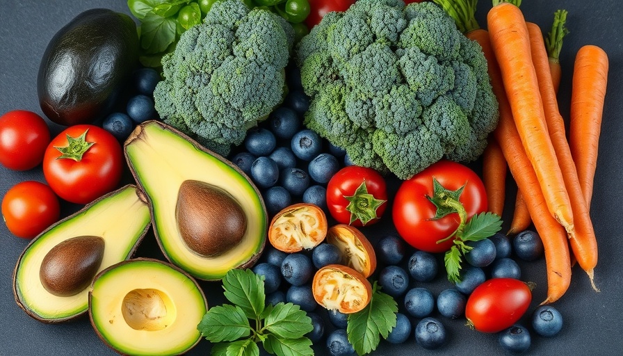 Heart healthy diets with colorful fruits and vegetables.