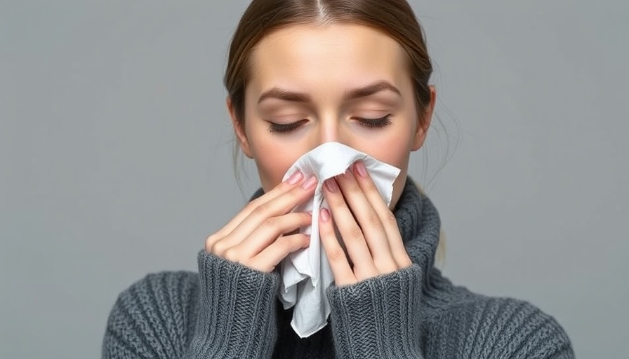 Young woman concerned about nasal health using a tissue.