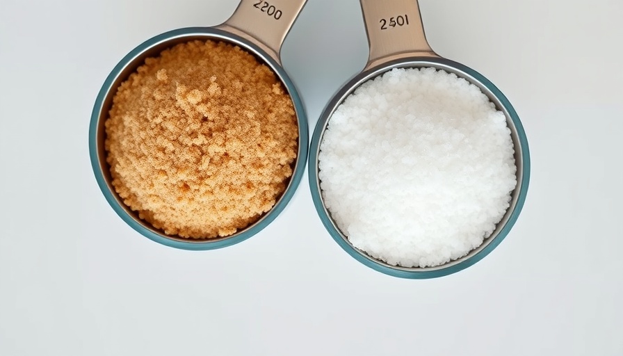 Sugar-free options in measuring cups on white background.