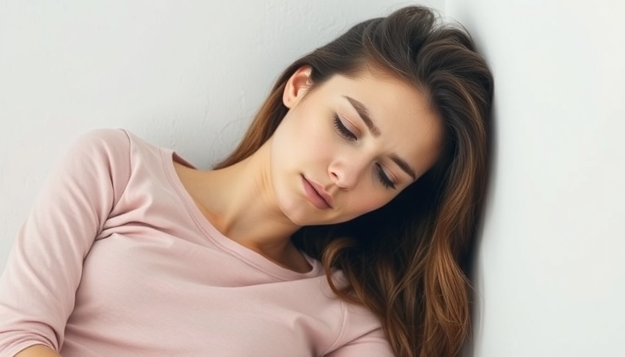 Woman with chronic fatigue resting in minimalistic setting.