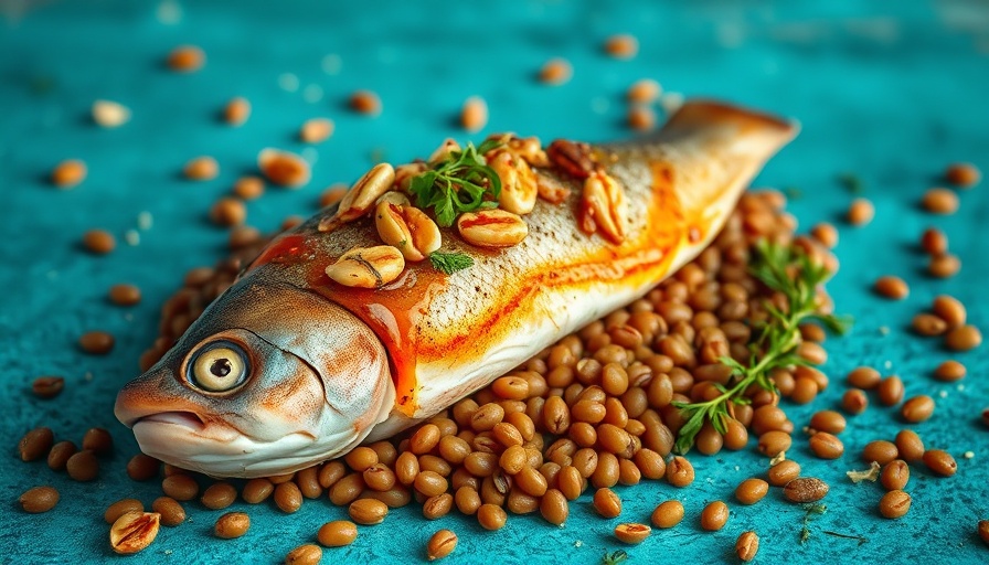 Delicious trout recipe with lentils and herbs, vibrant presentation.