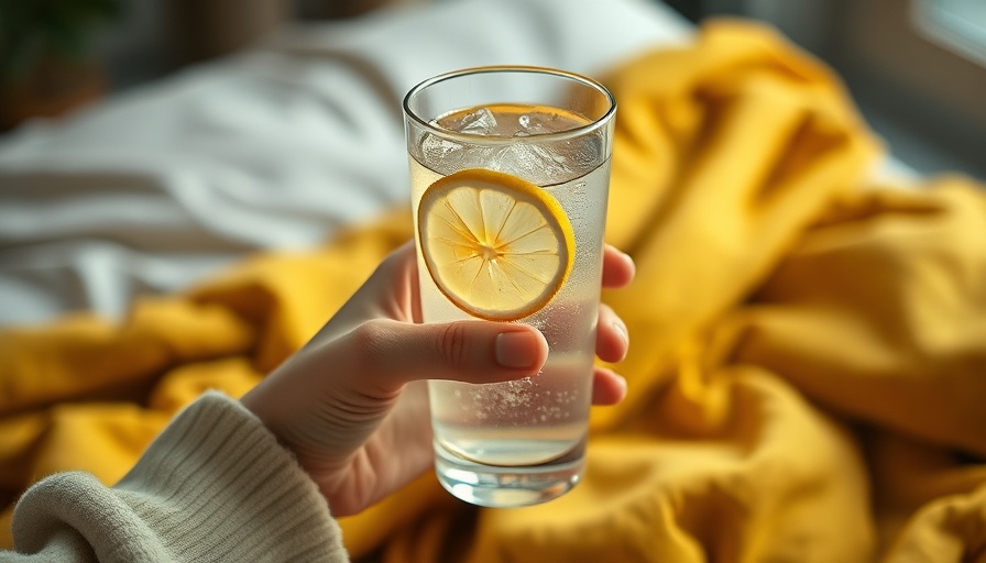 Cozy scene with sparkling water for weight loss, lemon garnish.