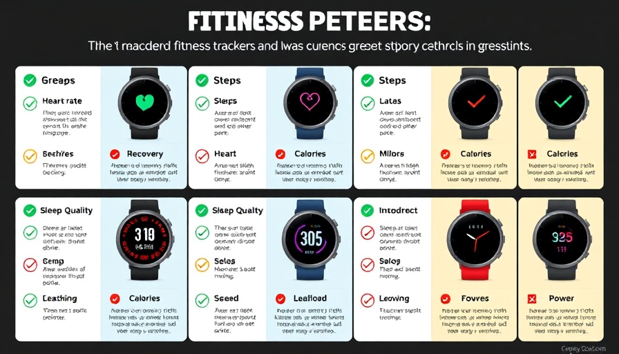 Chart of fitness trackers and their health metrics measurement accuracy.