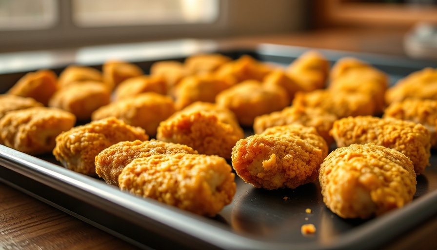 Crispy golden chicken nuggets on a baking sheet, chicken nugget recall