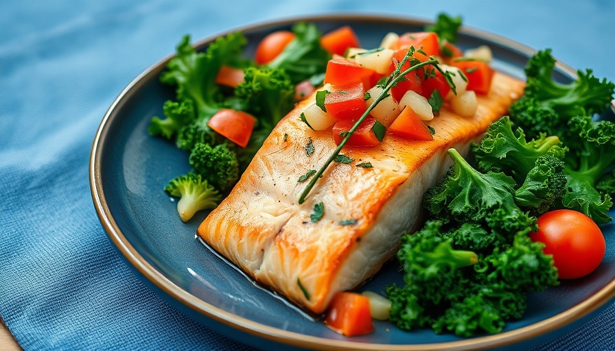 Pescatarian meal of salmon and salsa on kale, vibrant and fresh.