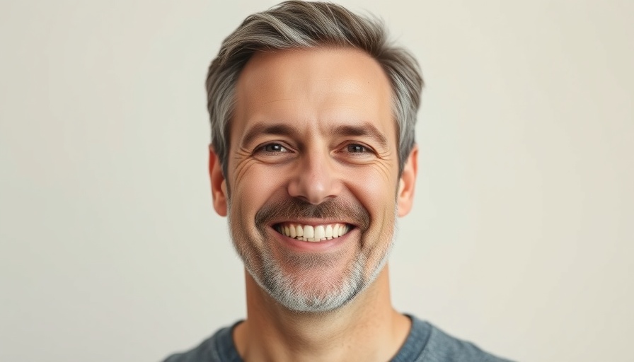 Middle-aged man smiling, associated with hyperbaric oxygen therapy.