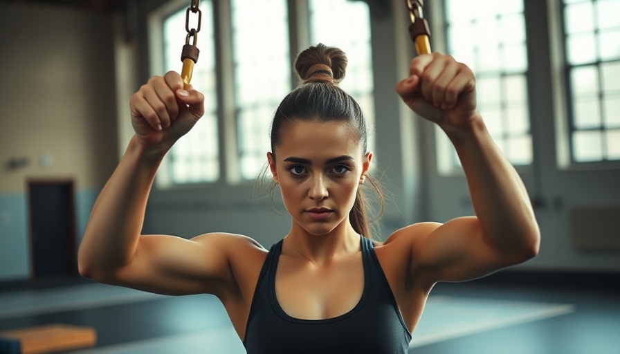 Focused woman working out in gym for muscle growth.