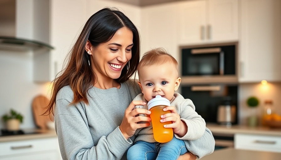 Healthy Eating for Kids: Mother and toddler in modern kitchen.