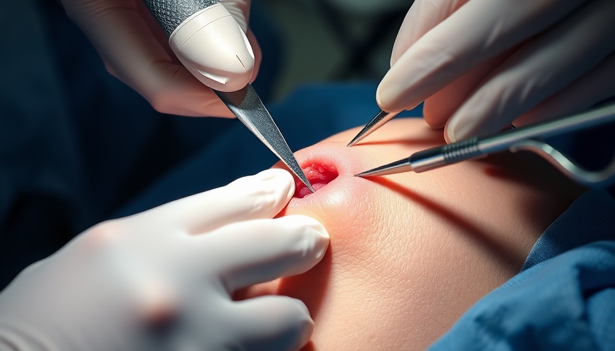 Lipoma removal techniques in a clinical setting, close-up view.
