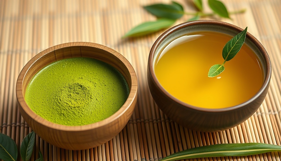 Matcha vs. Green Tea Health Benefits comparison image.