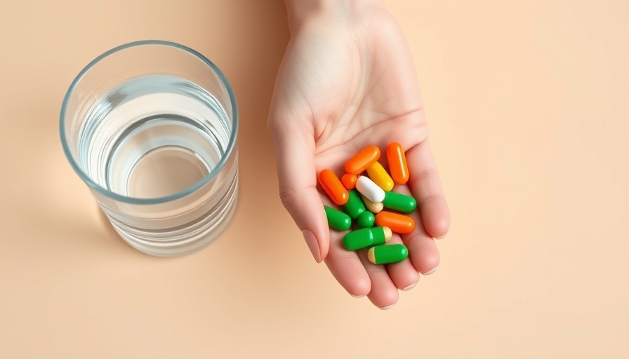 Close-up of a hand holding pills with water, gut health during antibiotics.