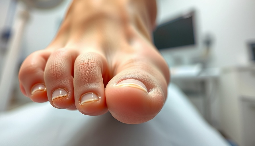 Extreme nail growth treatment close-up in clinical setting.
