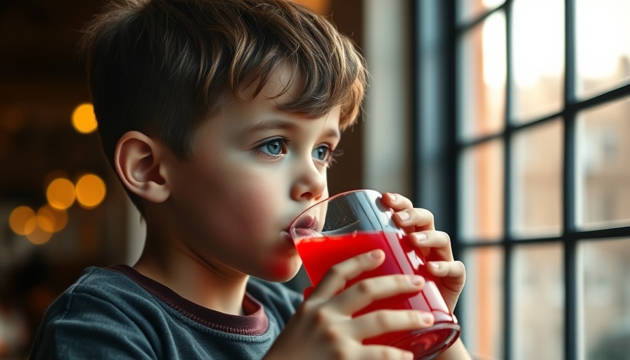 Is Kombucha Safe for Kids? Young boy drinking red beverage indoors.
