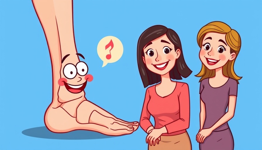 Humorous cartoon on ankle fusion surgery, educational display.