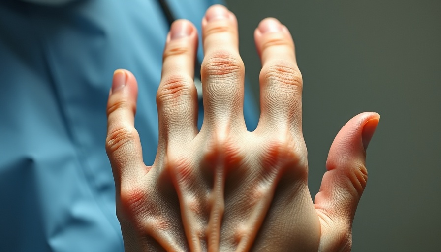 Close-up of webbed fingers with syndactyly in clinical setting.