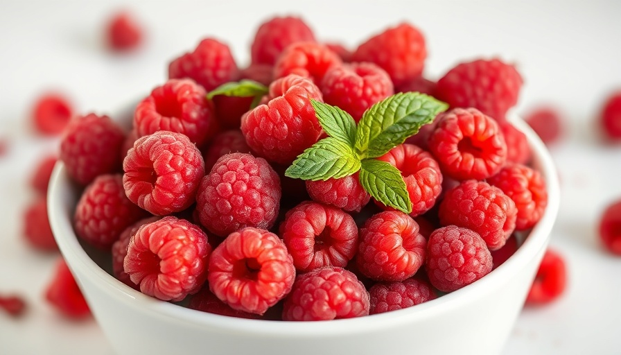 Fresh raspberries in a white bowl for a brain-boosting diet.