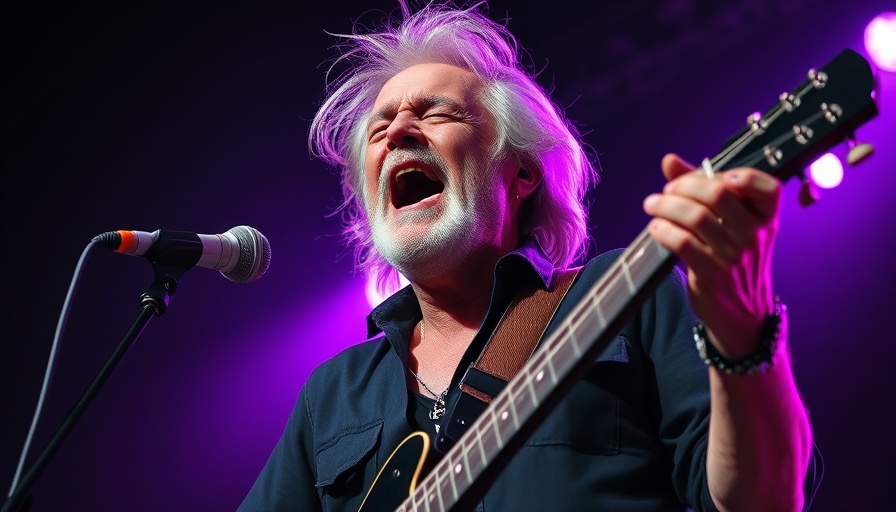 Energetic rock musician performing on stage with expressive energy.